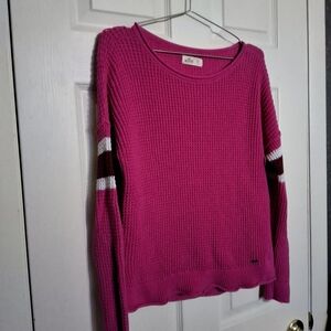 Hollister Fuchsia Sweater with Striped Sleeves